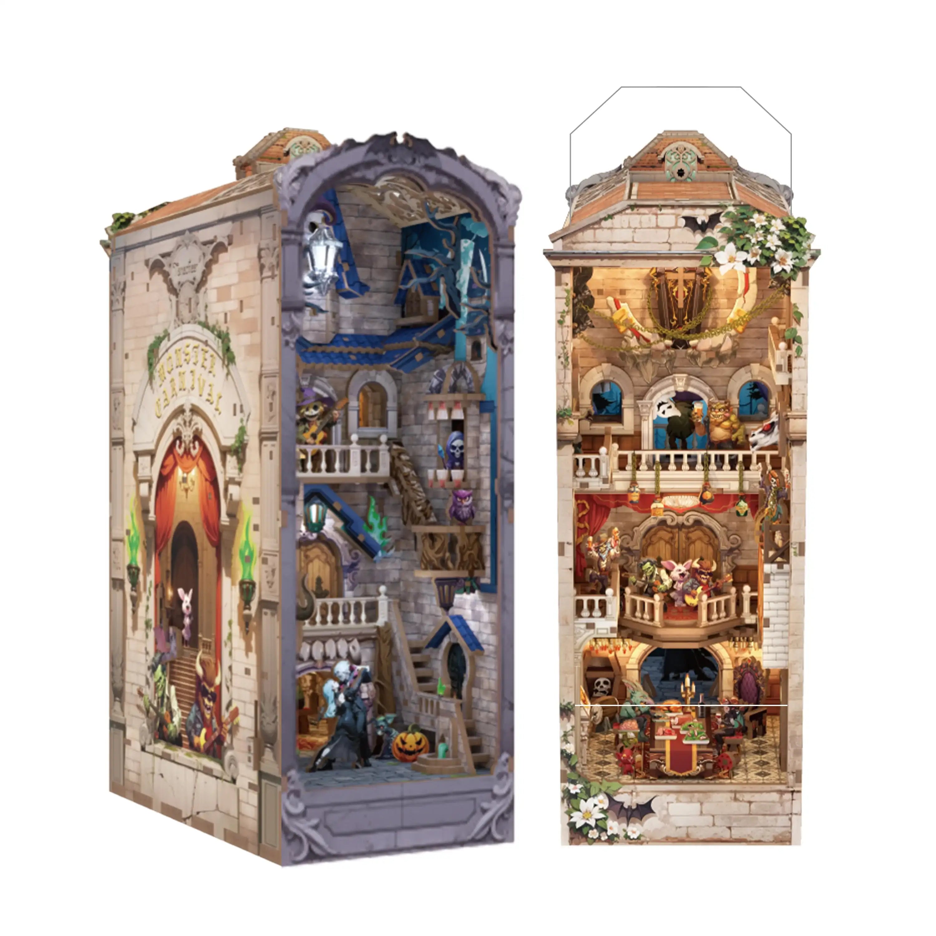 TONECHEER 3D Wooden Puzzle DIY Book Nook Kit (Monster Carnival