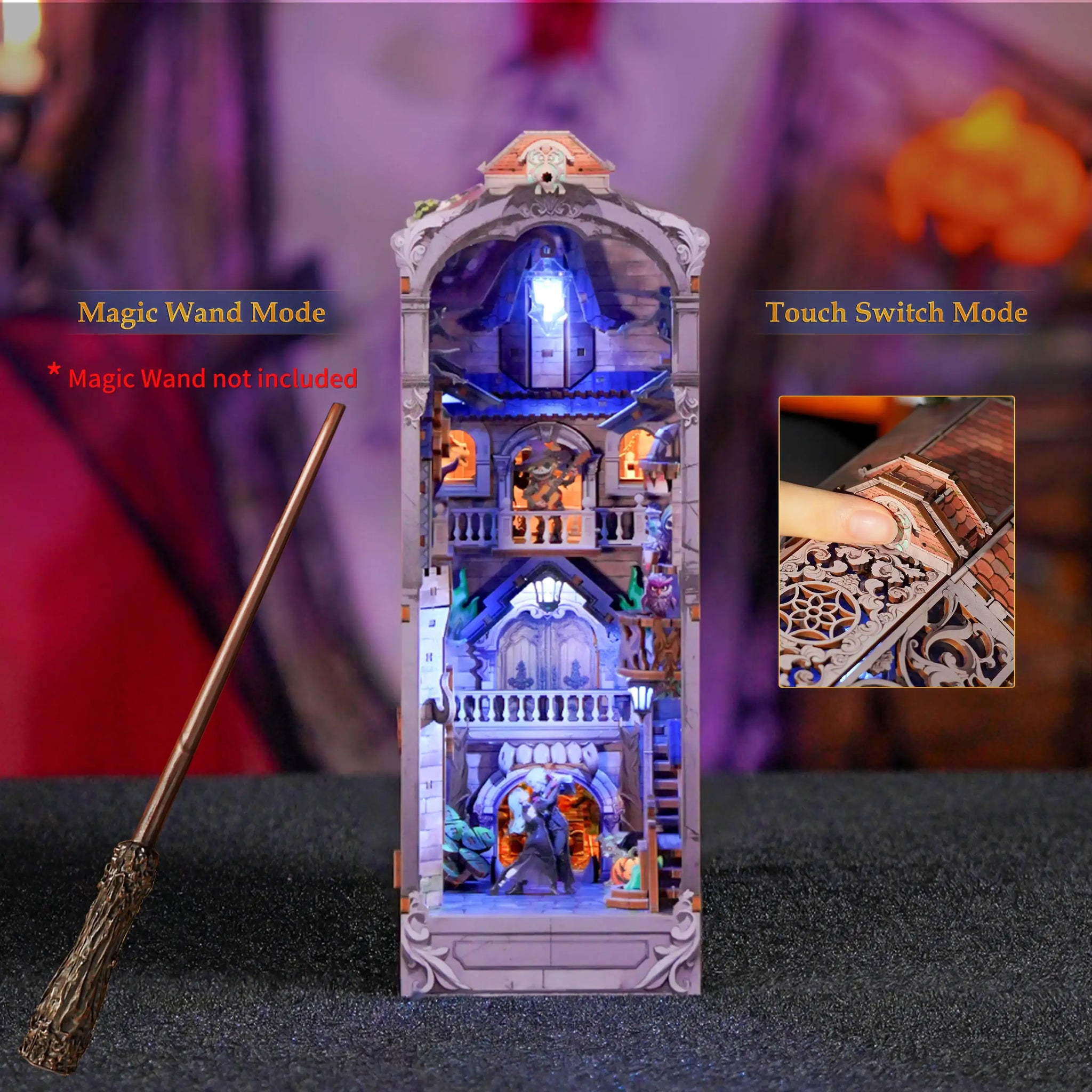 TONECHEER 3D Wooden Puzzle DIY Book Nook Kit (Monster Carnival