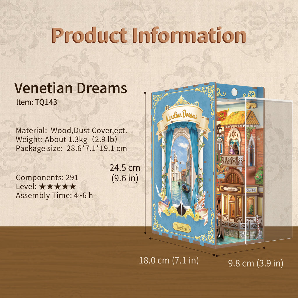 TONECHEER 3D Wooden Puzzle DIY Book Nook Kit (Venetian Dreams)