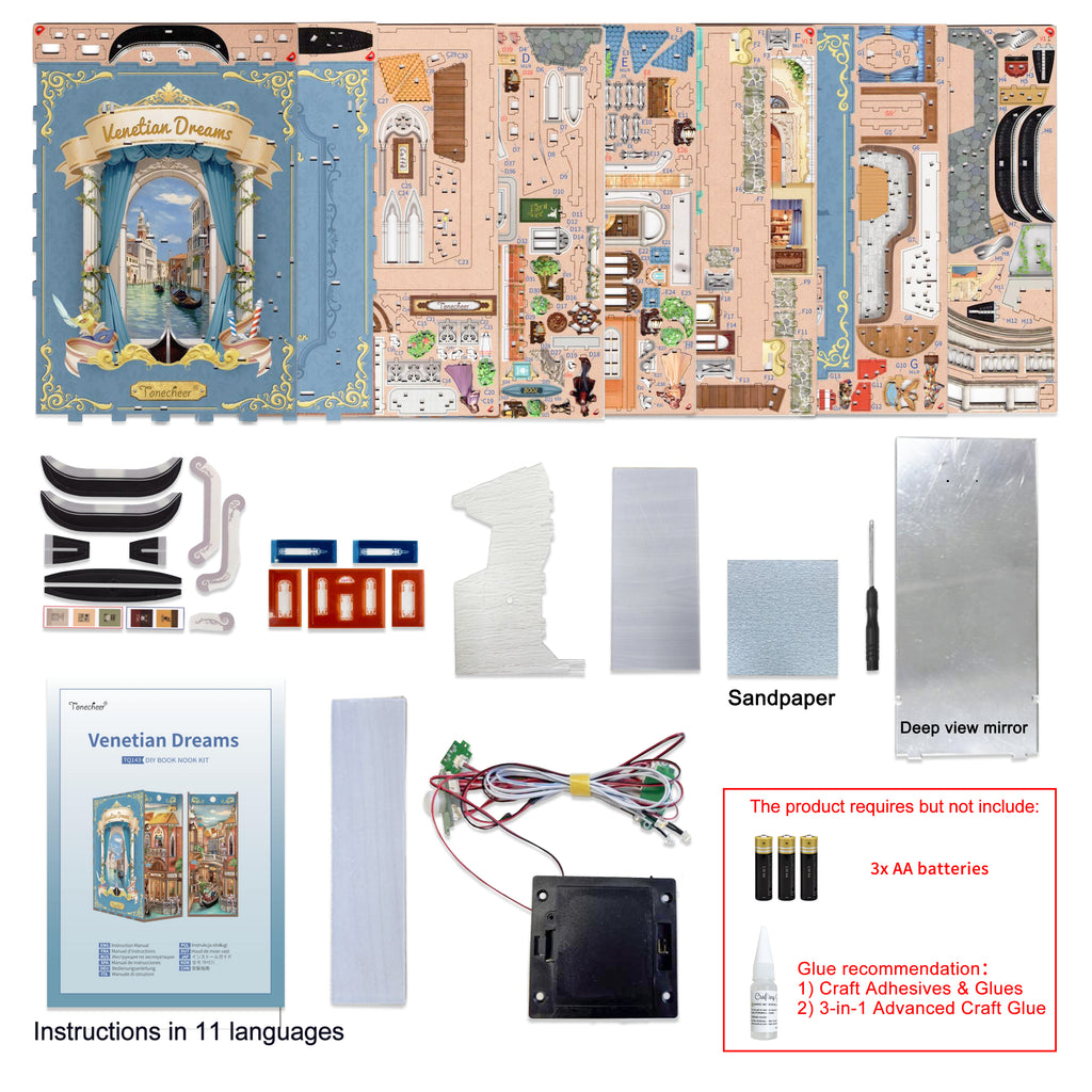 TONECHEER 3D Wooden Puzzle DIY Book Nook Kit (Venetian Dreams)