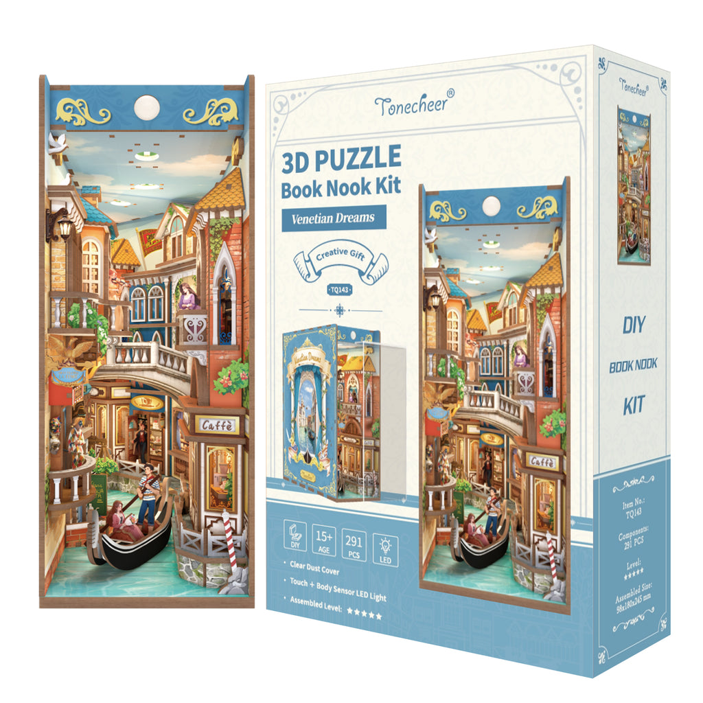 TONECHEER 3D Wooden Puzzle DIY Book Nook Kit (Venetian Dreams)