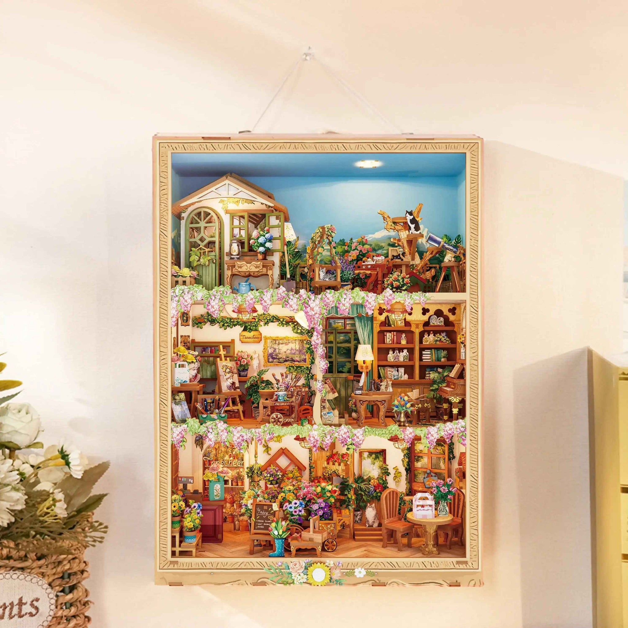 TONECHEER 3D Wooden Puzzle DIY Story Frame Kit (Blossom time