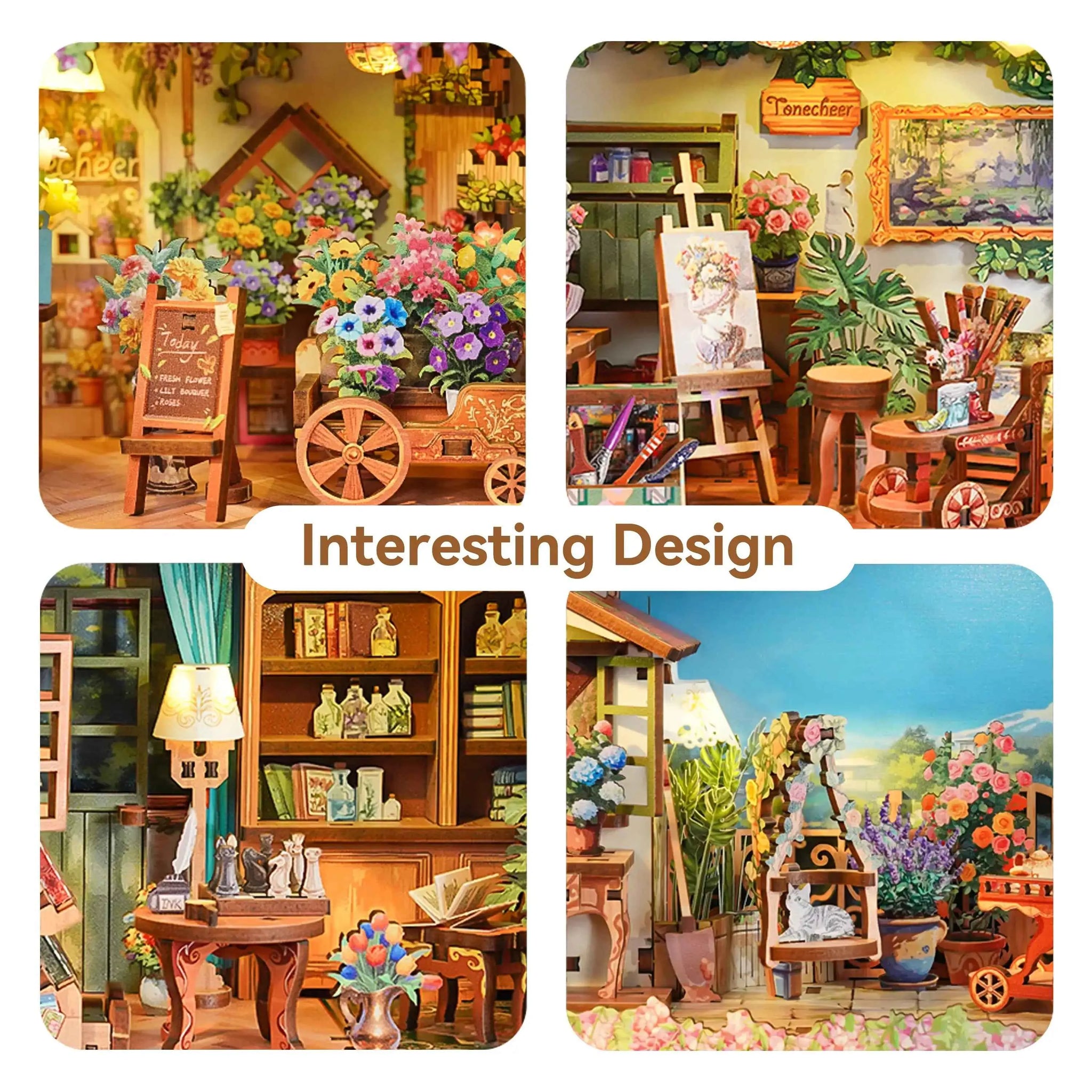 TONECHEER 3D Wooden Puzzle DIY Story Frame Kit (Blossom time