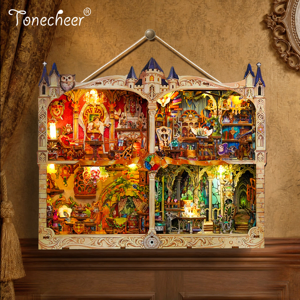 TONECHEER 3D Wooden Puzzle DIY Story Frame Kit (Magic College)2
