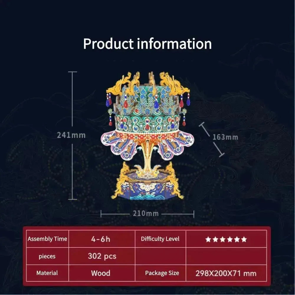 TONECHEER DIY 3D Mechanical Transmission Wooden Puzzle Kit (Phoenix Coronet)