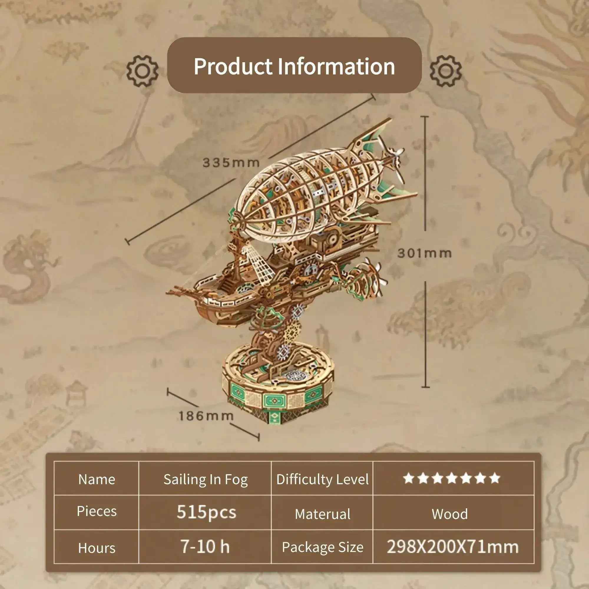 TONECHEER DIY 3D Puzzle Transmission Model Kit (Sailing In Fog