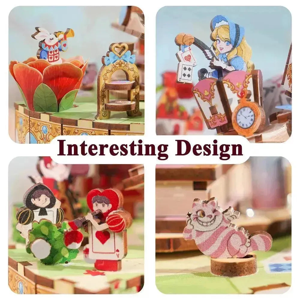 TONECHEER 3D Creative Musical Puzzle DIY Rotating Music Box Kit (Alice's Tea Party)