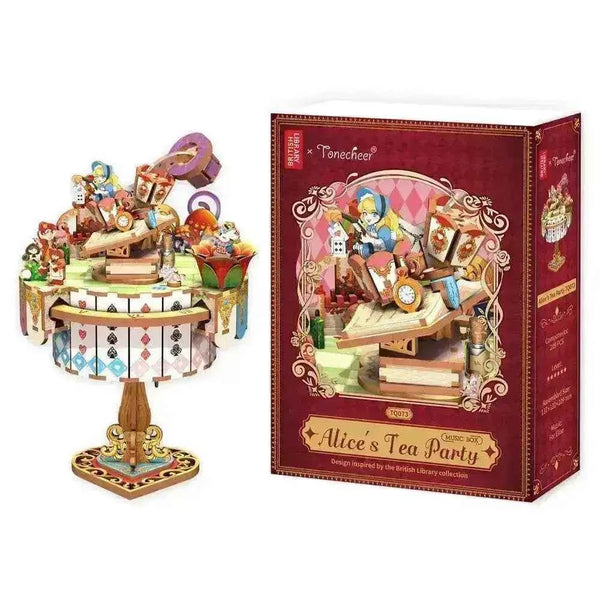 TONECHEER 3D Puzzle DIY Rotating Music Box Kit (Alice's Tea Party