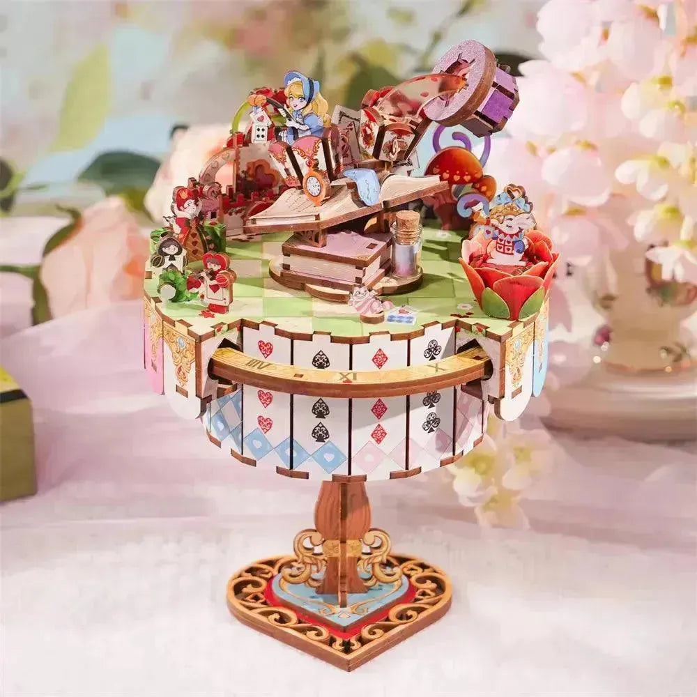 TONECHEER 3D Creative Musical Puzzle DIY Rotating Music Box Kit (Alice's Tea Party)