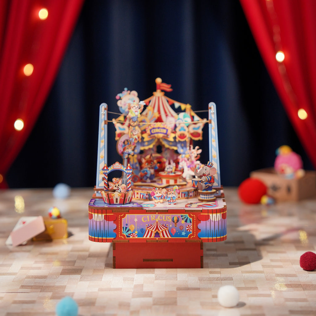 TONECHEER 3D Creative Musical Puzzle DIY Rotating Music Box Kit (Circus)2