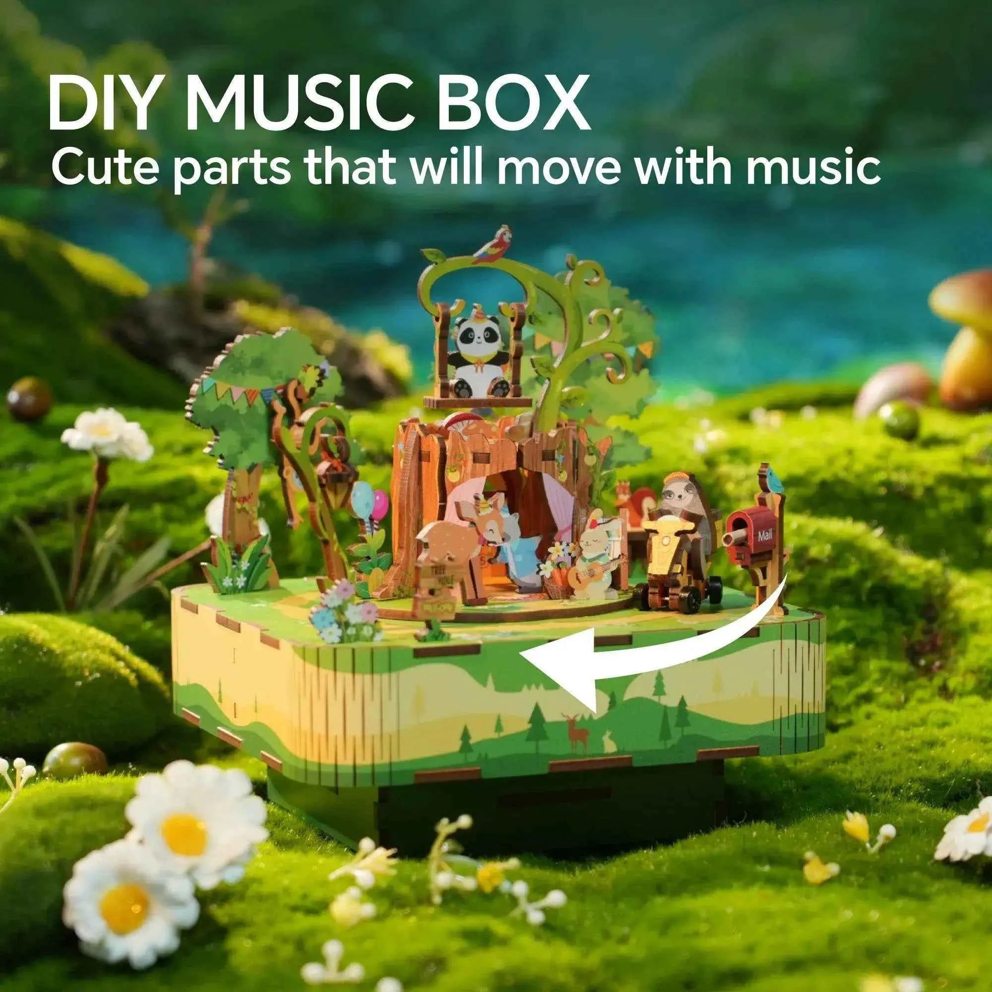TONECHEER 3D Puzzle DIY Rotating Music Box Kit (Forest party