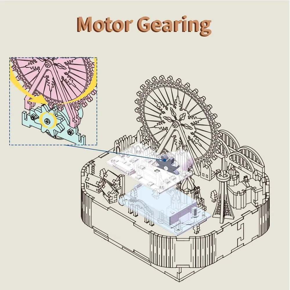 TONECHEER 3D Creative Musical Puzzle DIY Rotating Music Box Kit (Snow World) - Tonecheer