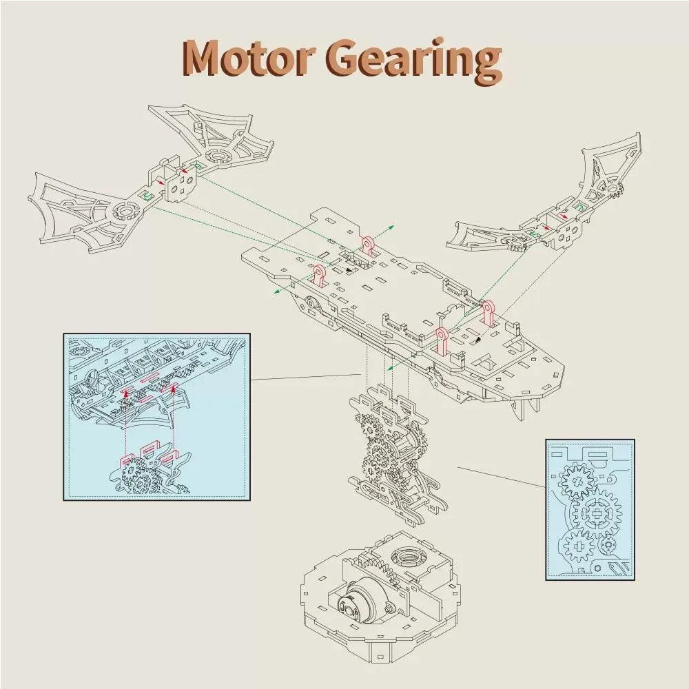 TONECHEER DIY 3D Mechanical Transmission Wooden Puzzle Kit (Wind Voyager) - Tonecheer