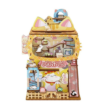 TONECHEER 3D Puzzle Box Miniature DIY Desktop Storage Kit (Cats' House) - Tonecheer