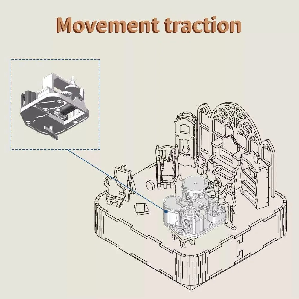 TONECHEER 3D Creative Musical Puzzle DIY Rotating Music Box Kit (Cat‘s family) - Tonecheer