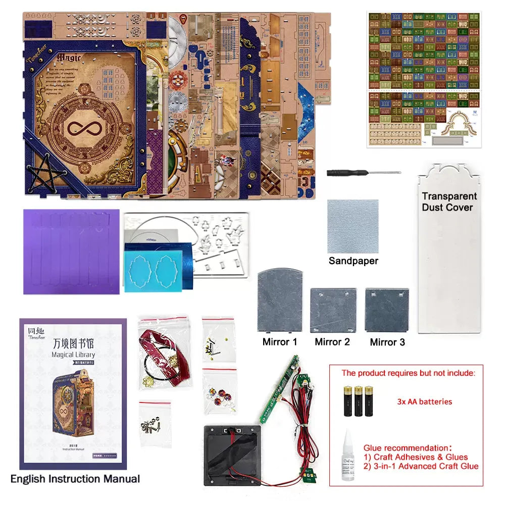 TONECHEER 3D Puzzle DIY Book Nook Kit (Magical Library)