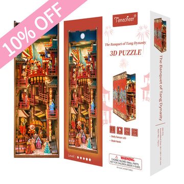 TONECHEER 3D Puzzle DIY Book Nook Kit (The Banquet of Tang Dynasty)