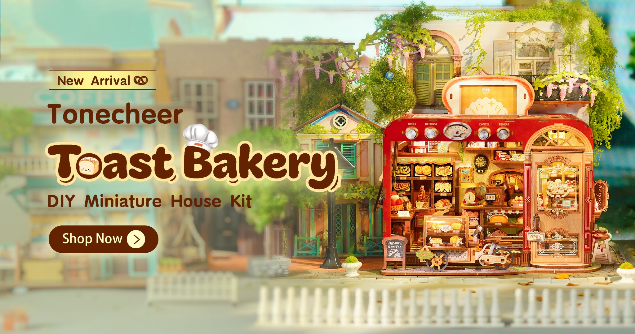 TONECHEER 3D Puzzle DIY Miniature House (Toast Bakery)