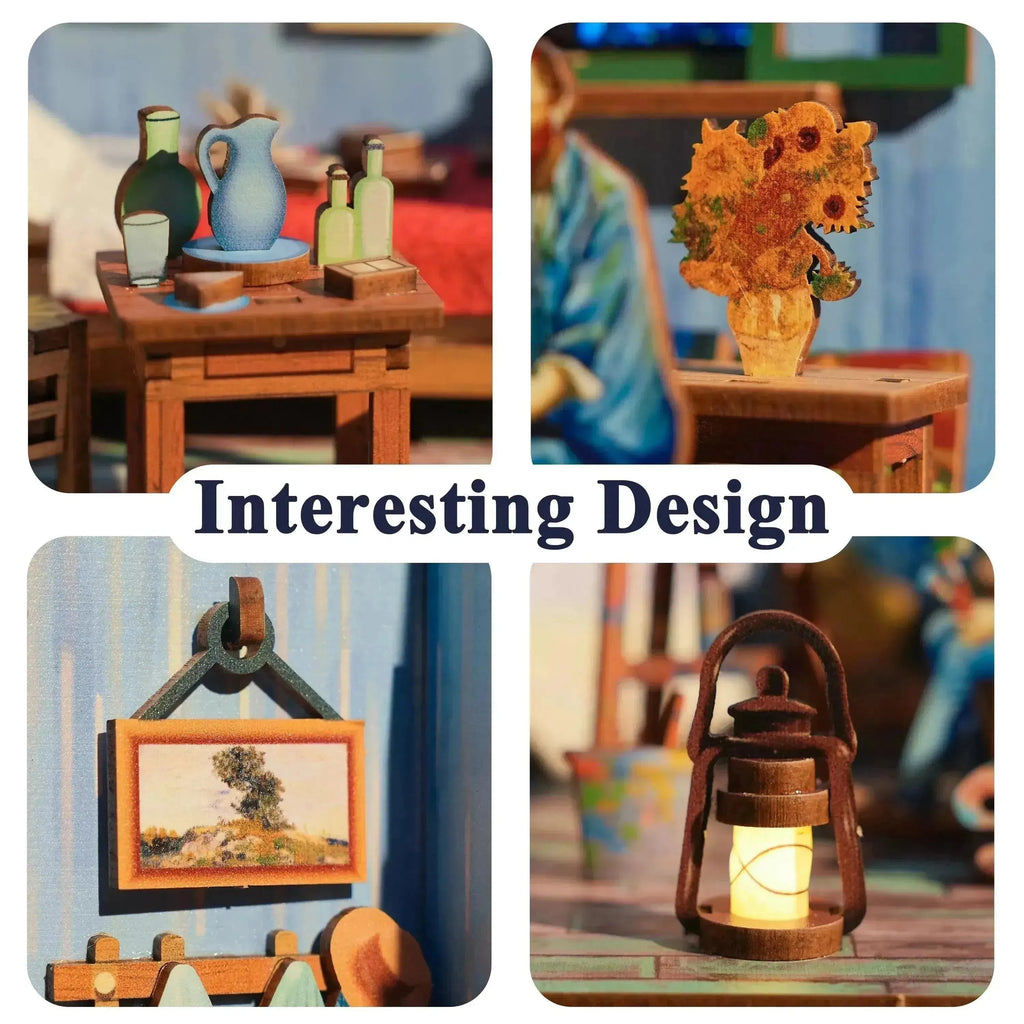 TONECHEER 3D Puzzle DIY Miniature House (Vincent's Bedroom) - Tonecheer