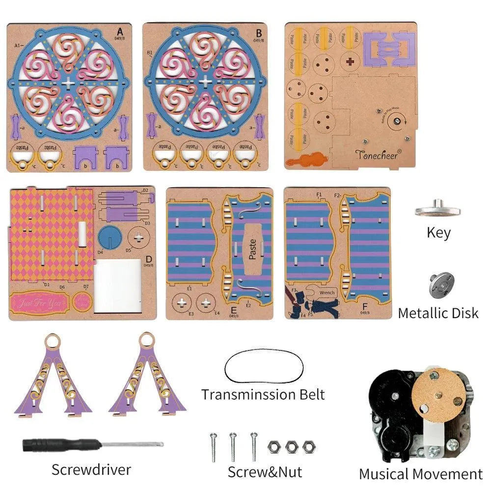 TONECHEER 3D Creative Musical Puzzle DIY Rotating Music Box Kit (Ferris Wheel) - Tonecheer