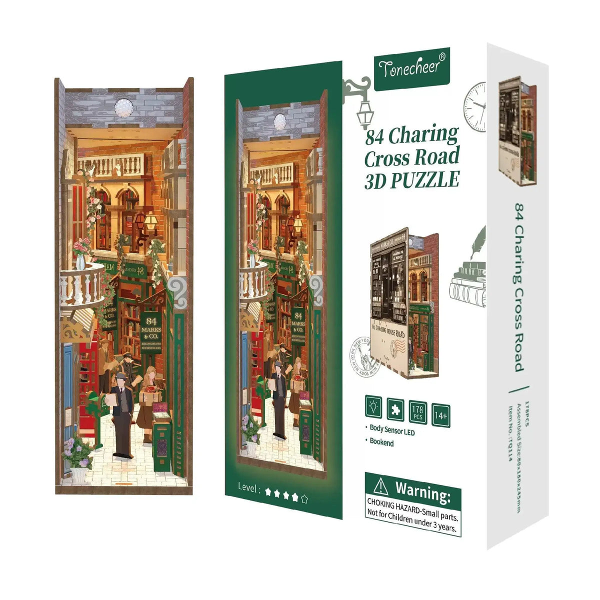 TONECHEER 3D Wooden Puzzle DIY Book Nook Kit (84 Charing Cross Road