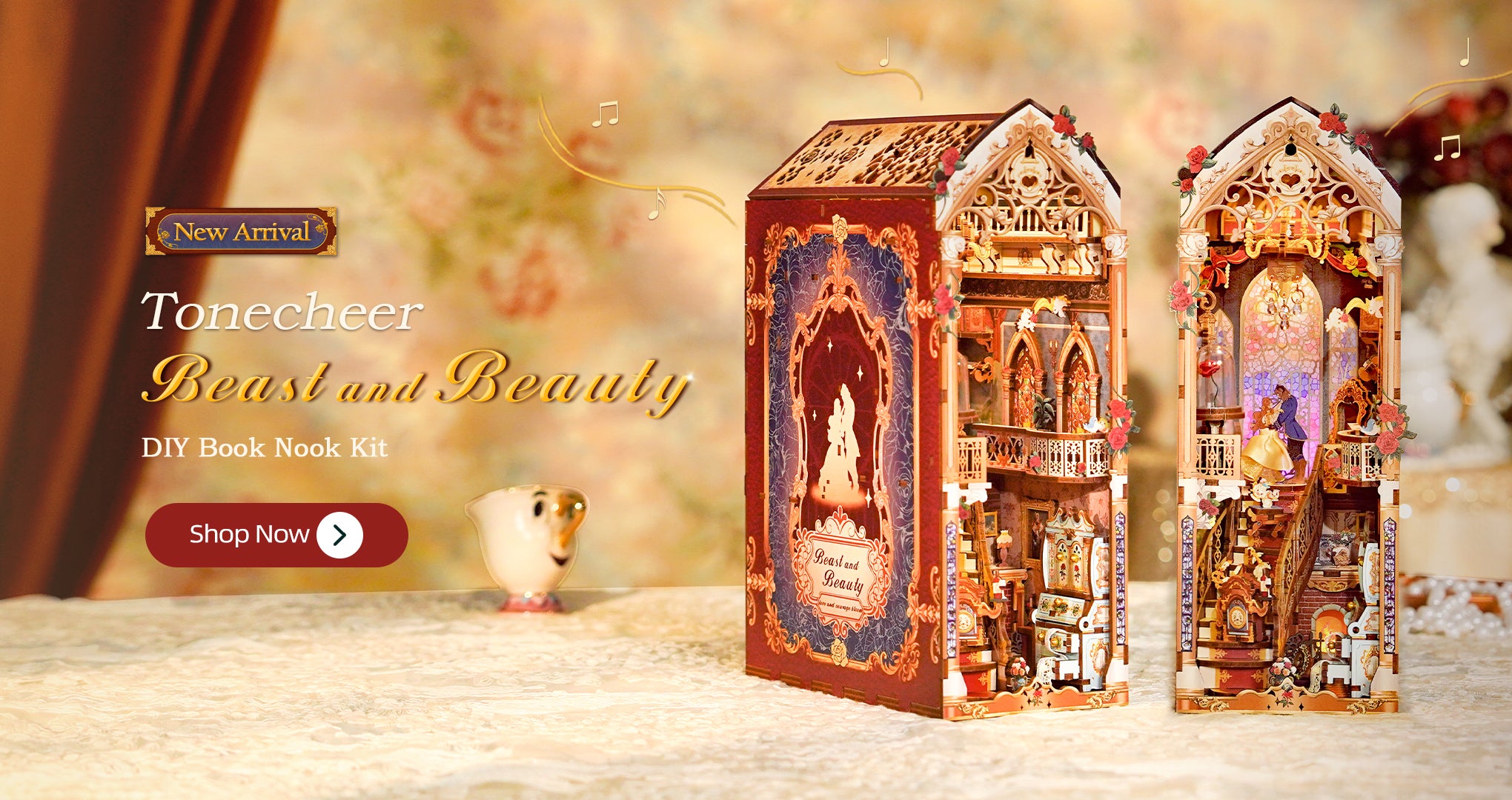 TONECHEER 3D Wooden Puzzle DIY Book Nook Kit (Beast And Beauty)