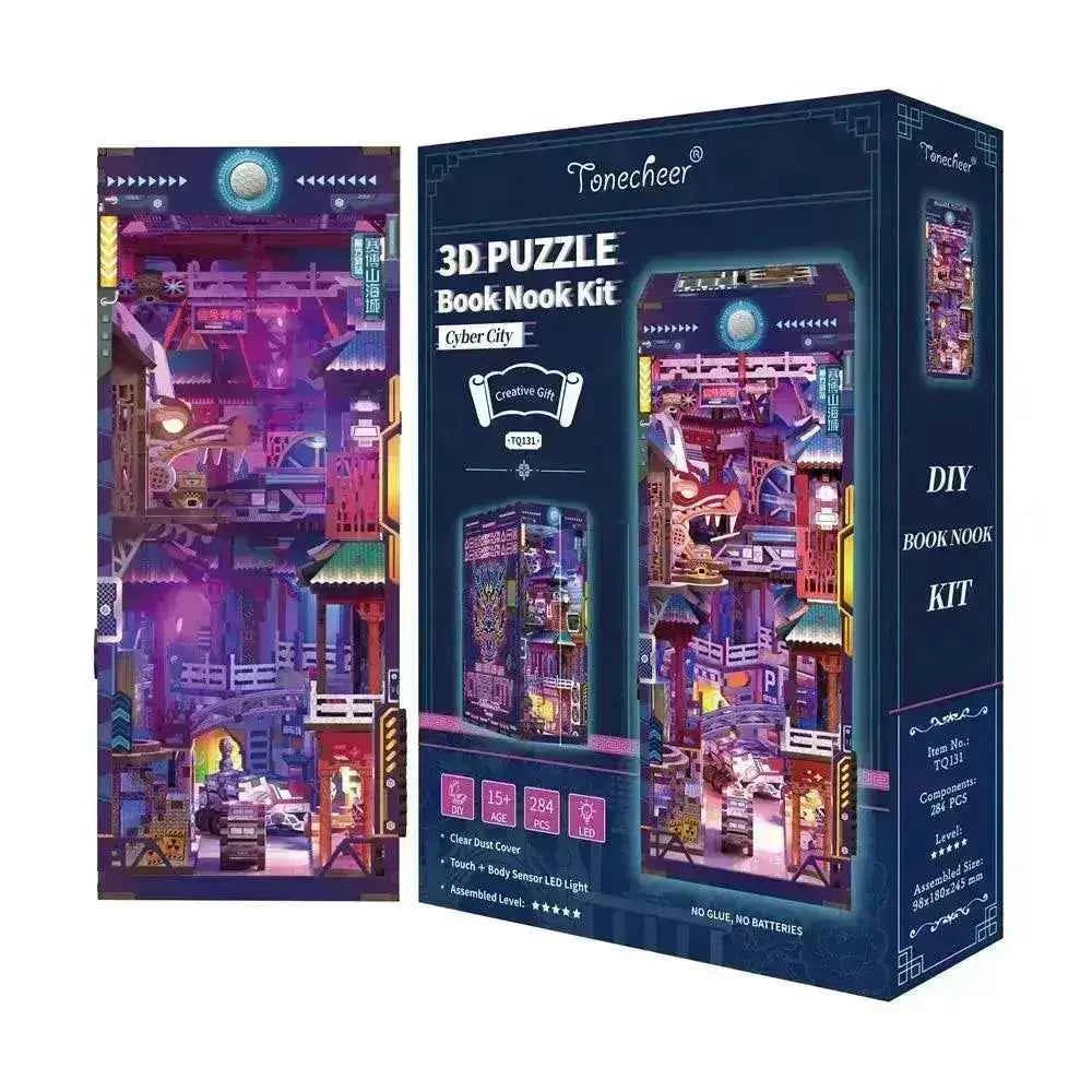 TONECHEER 3D Wooden Puzzle DIY Book Nook Kit (Cyber City) – Tonecheer