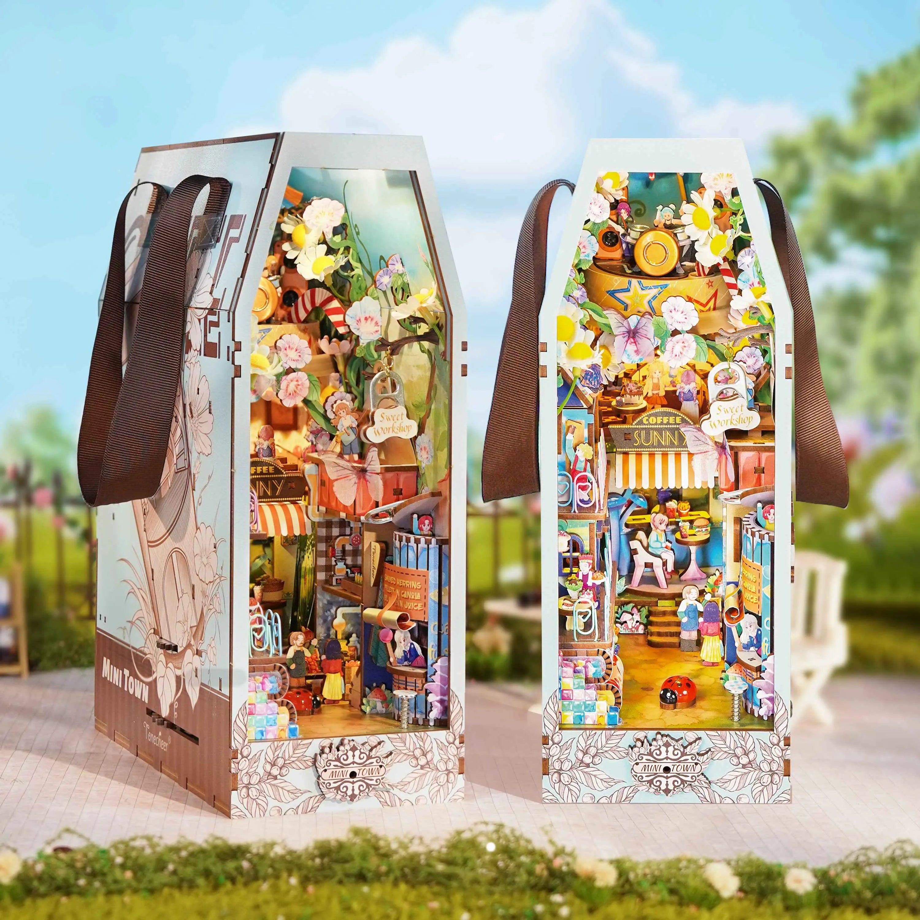 TONECHEER 3D Wooden Puzzle DIY Book Nook Kit (Mini Town) – Tonecheer