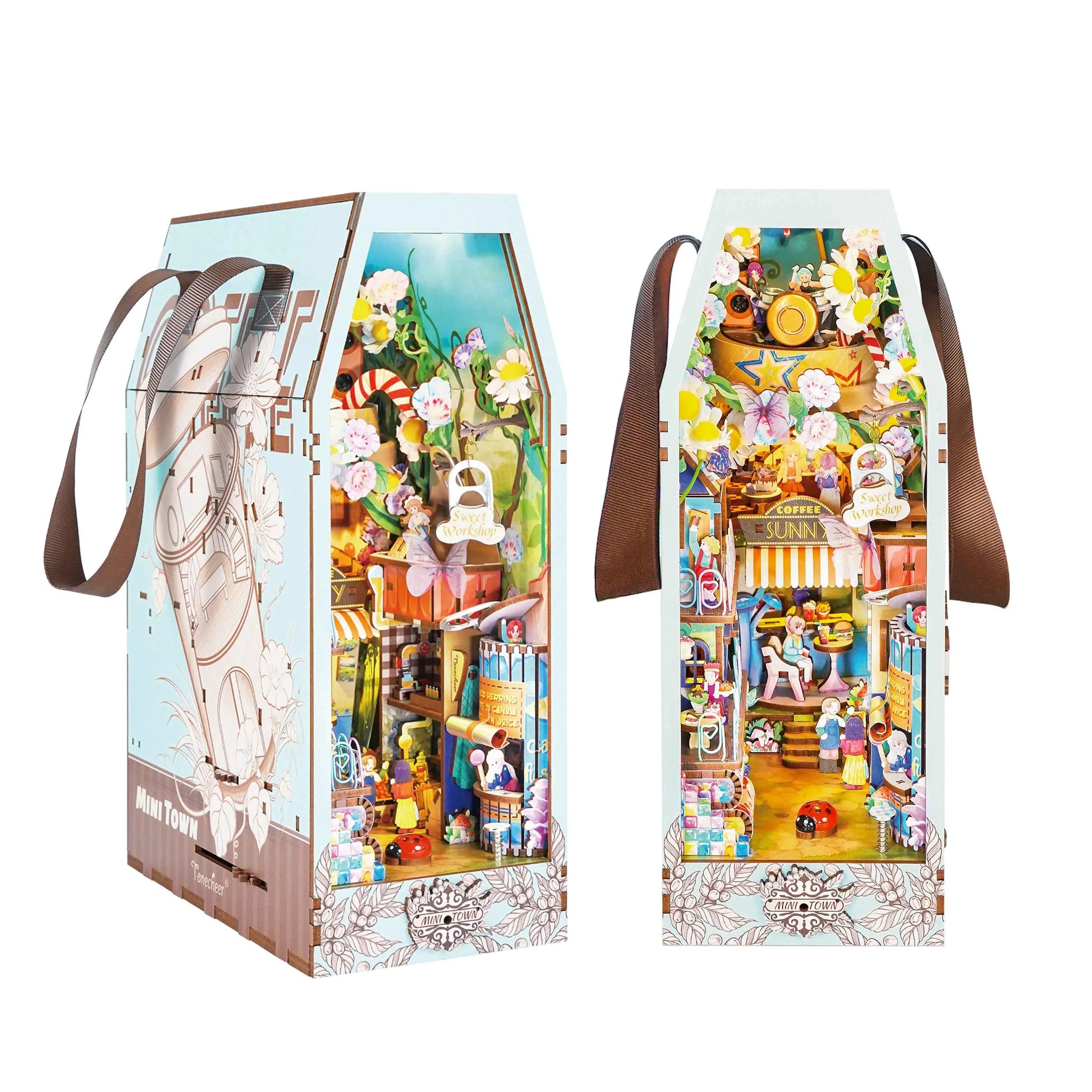 TONECHEER 3D Wooden Puzzle DIY Book Nook Kit (Mini Town) – Tonecheer