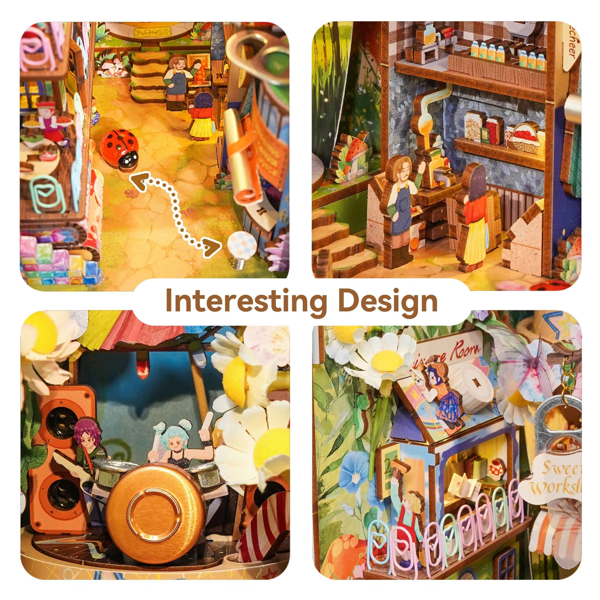 TONECHEER 3D Wooden Puzzle DIY Book Nook Kit (Mini Town) – Tonecheer