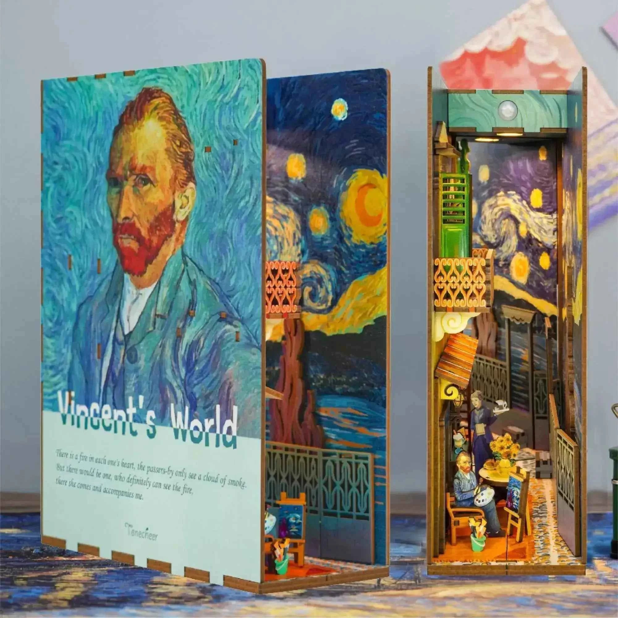TONECHEER 3D Wooden Puzzle DIY Book Nook Kit (Vincent's World
