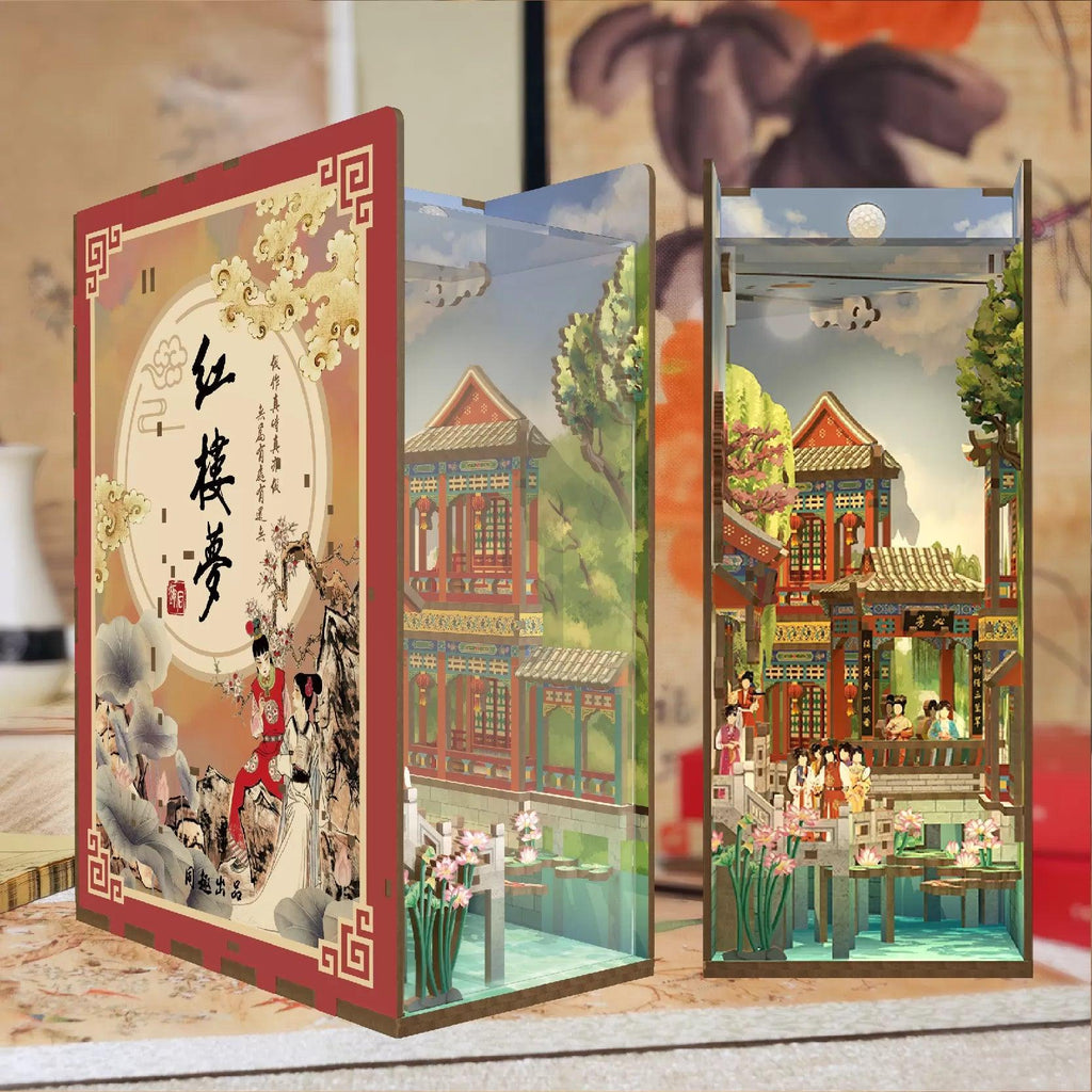 TONECHEER 3D Wooden Puzzle DIY Book Nook Kit (Dream of Red Mansions) - Tonecheer