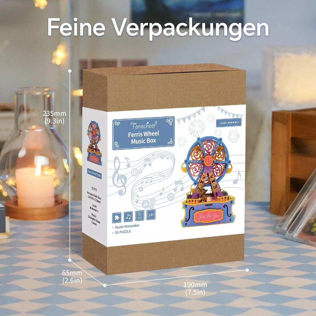 TONECHEER 3D Creative Musical Puzzle DIY Rotating Music Box Kit (Ferris Wheel) - Tonecheer