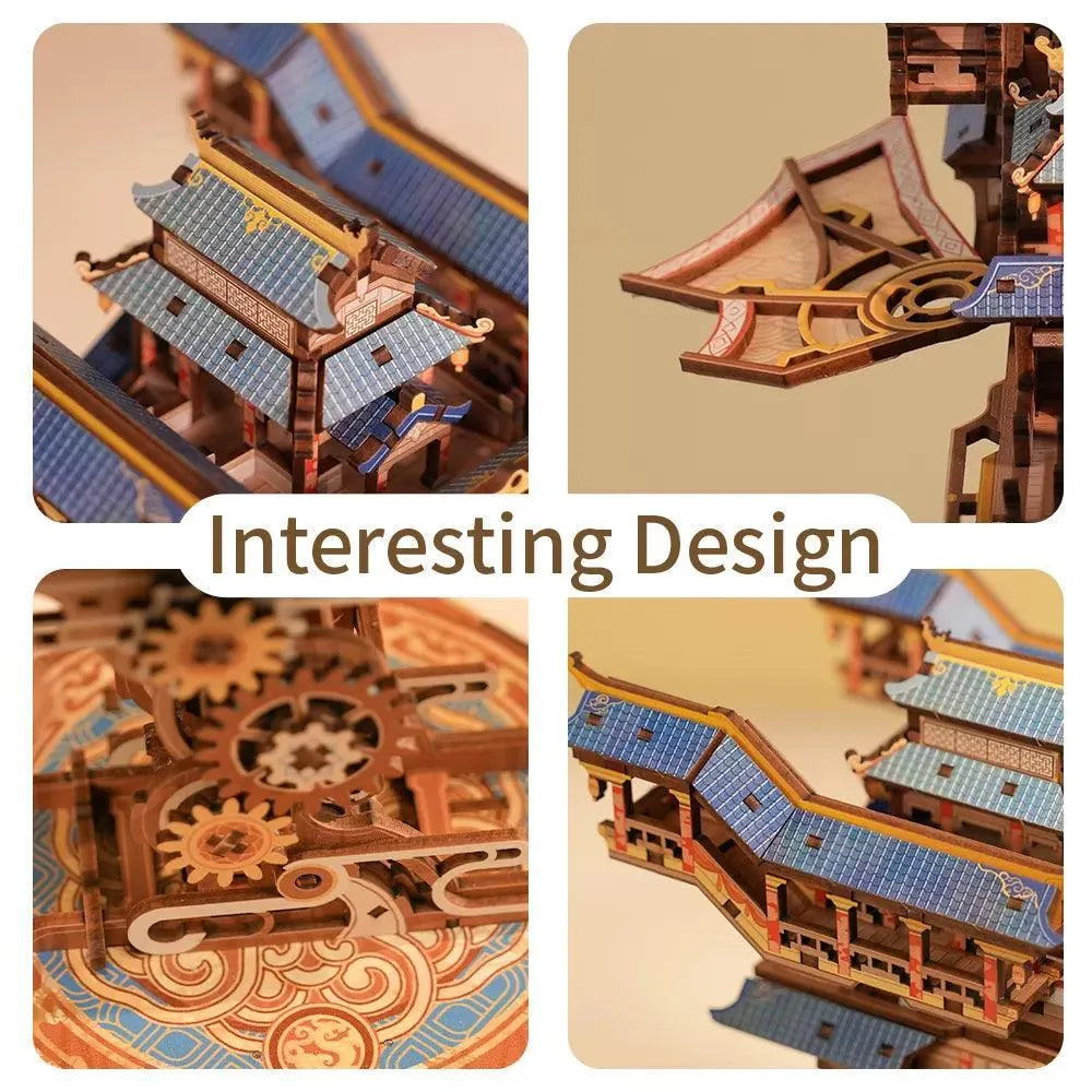 TONECHEER DIY 3D Mechanical Transmission Wooden Puzzle Kit (Wind Voyager) - Tonecheer