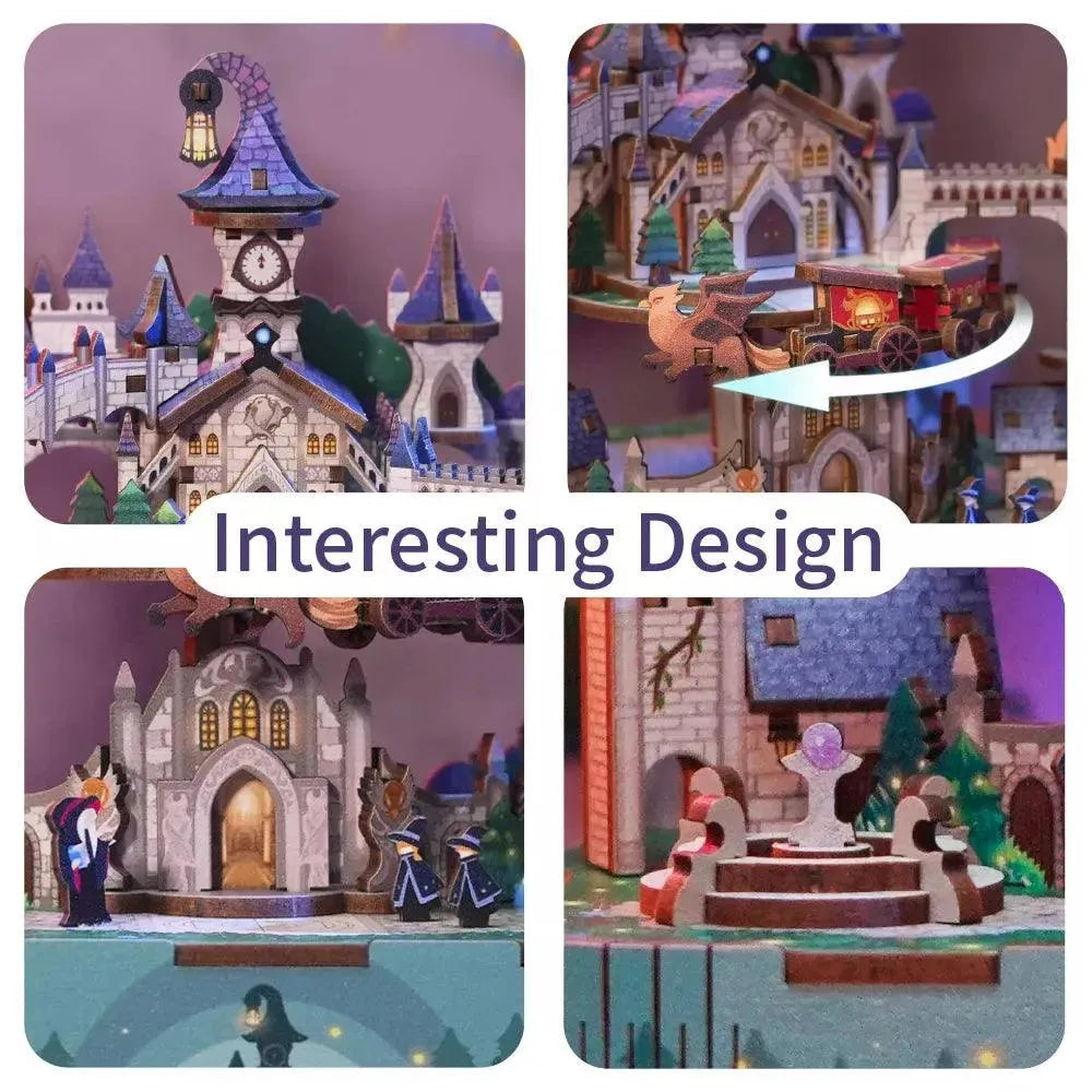TONECHEER 3D Creative Musical Puzzle DIY Rotating Music Box Kit (Magical Castle) - Tonecheer