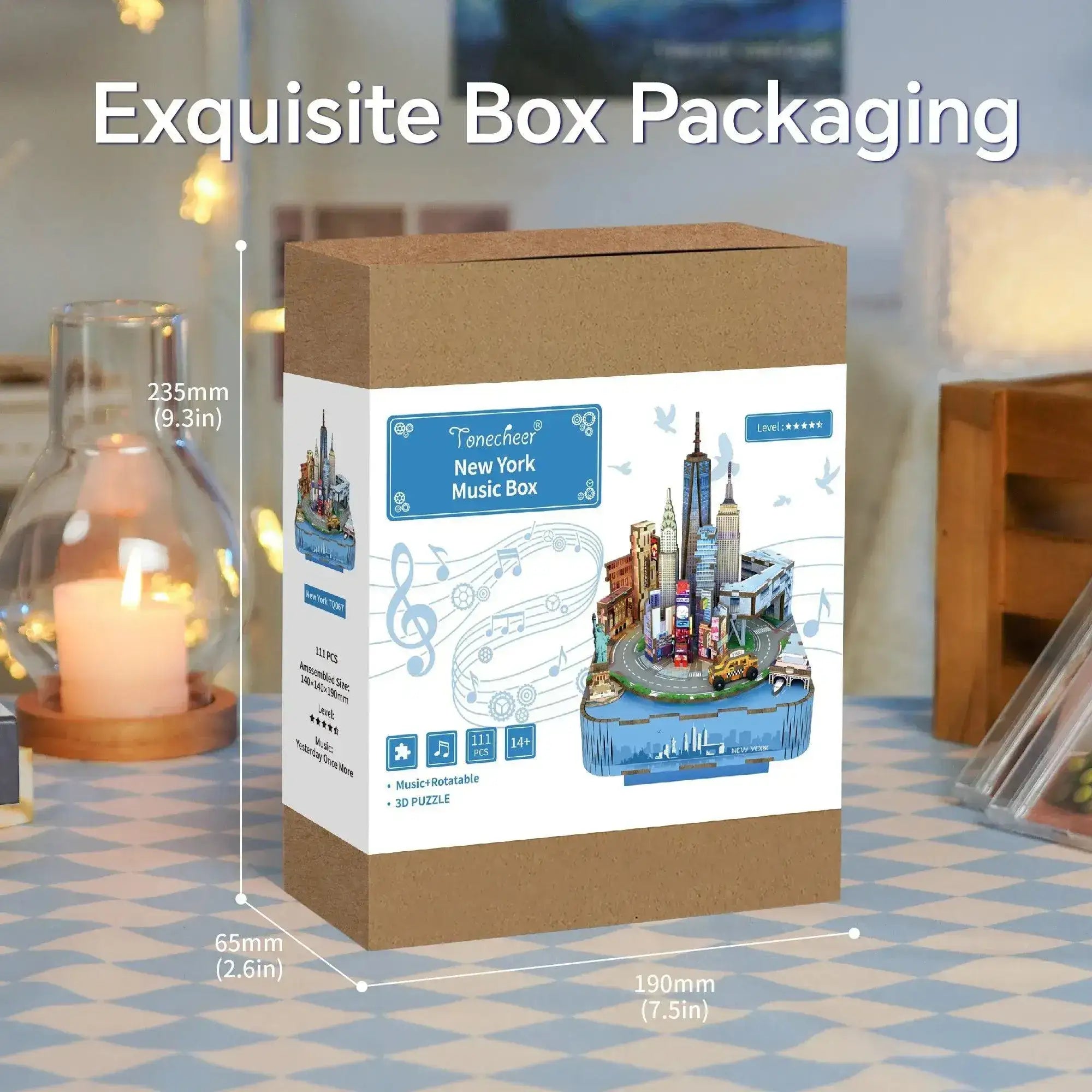 TONECHEER 3D Puzzle DIY Rotating Music Box Kit (New York) – Tonecheer