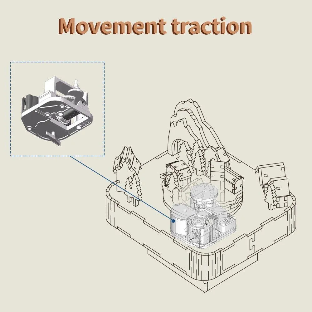 TONECHEER 3D Creative Musical Puzzle DIY Rotating Music Box Kit (Snow Train) - Tonecheer