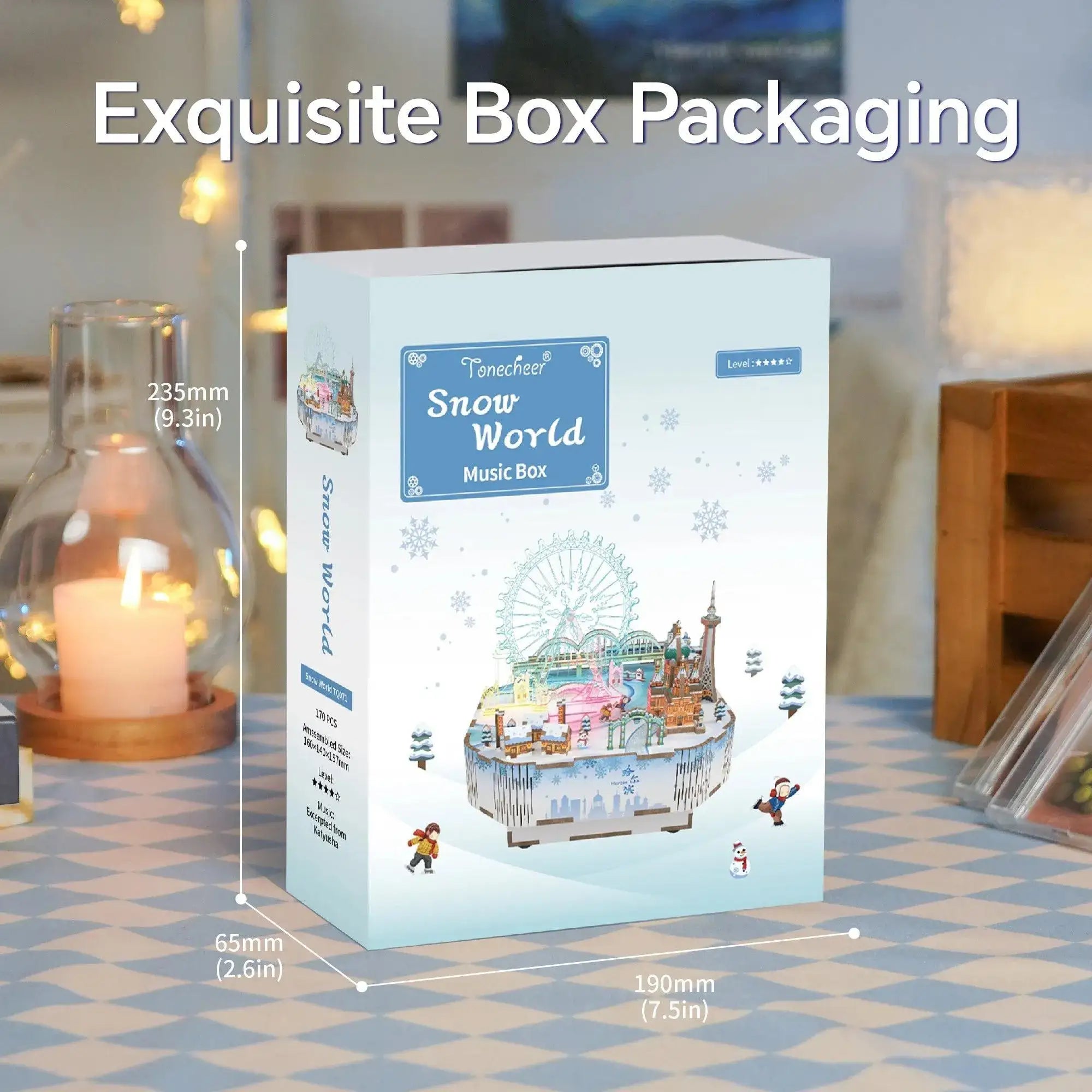 TONECHEER 3D Puzzle DIY Rotating Music Box Kit (Snow World TONECHEER 3D Puzzle DIY Rotating Music Box Kit (Snow World