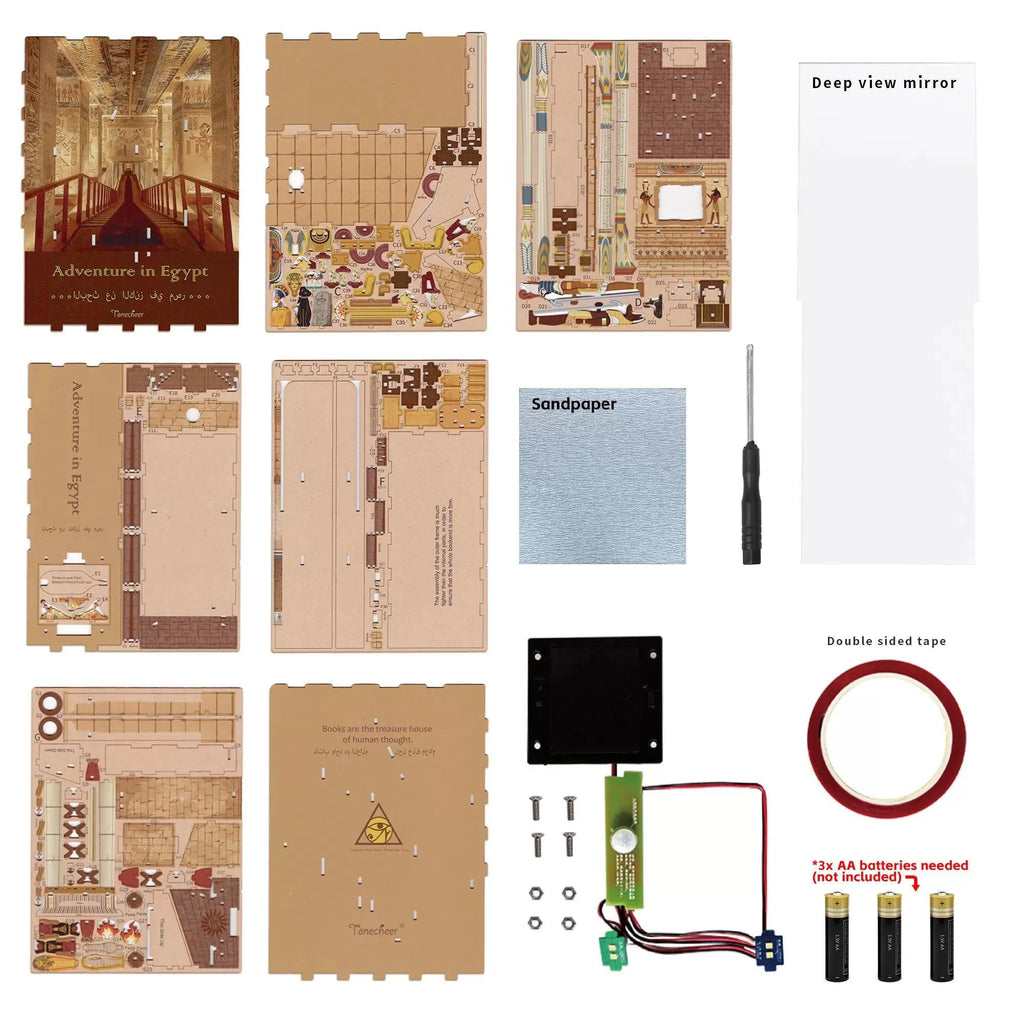 TONECHEER 3D Wooden Puzzle DIY Book Nook Kit (Adventure in Egypt) - Tonecheer