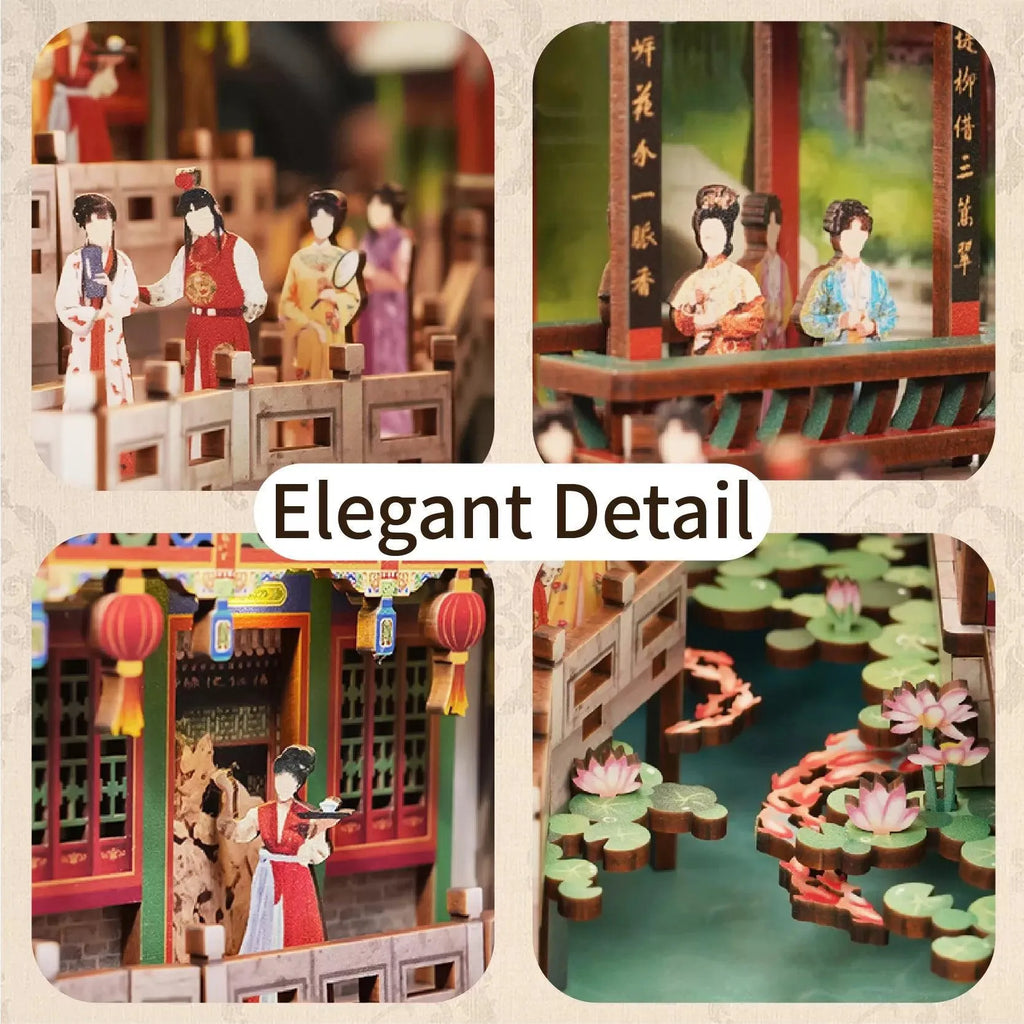 TONECHEER 3D Wooden Puzzle DIY Book Nook Kit (Dream of Red Mansions) - Tonecheer