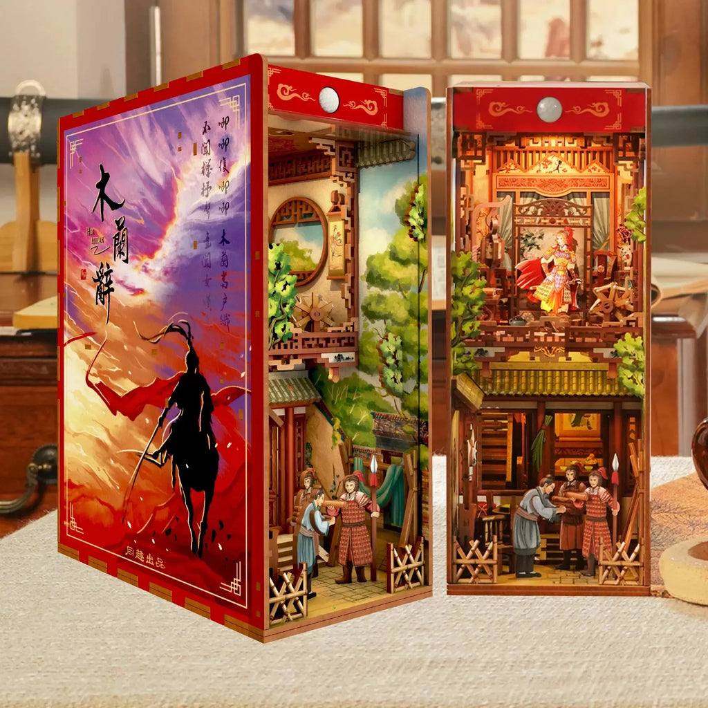 TONECHEER 3D Wooden Puzzle DIY Book Nook Kit (Ode of Mulan) - Tonecheer