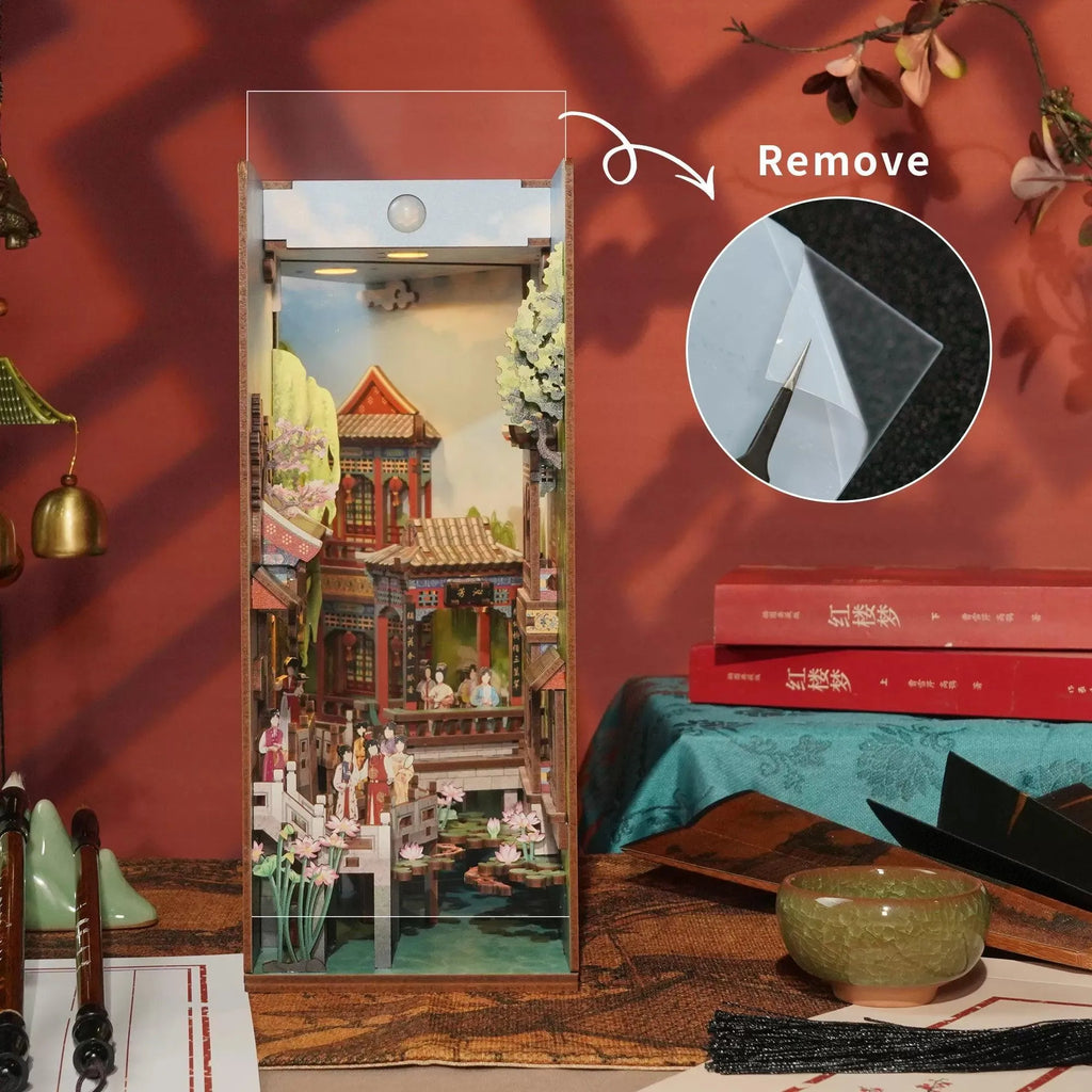 TONECHEER 3D Wooden Puzzle DIY Book Nook Kit (Dream of Red Mansions) - Tonecheer