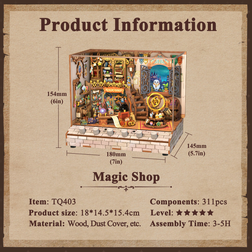 TONECHEER 3D Puzzle DIY Miniature House (Magic Shop) - Tonecheer