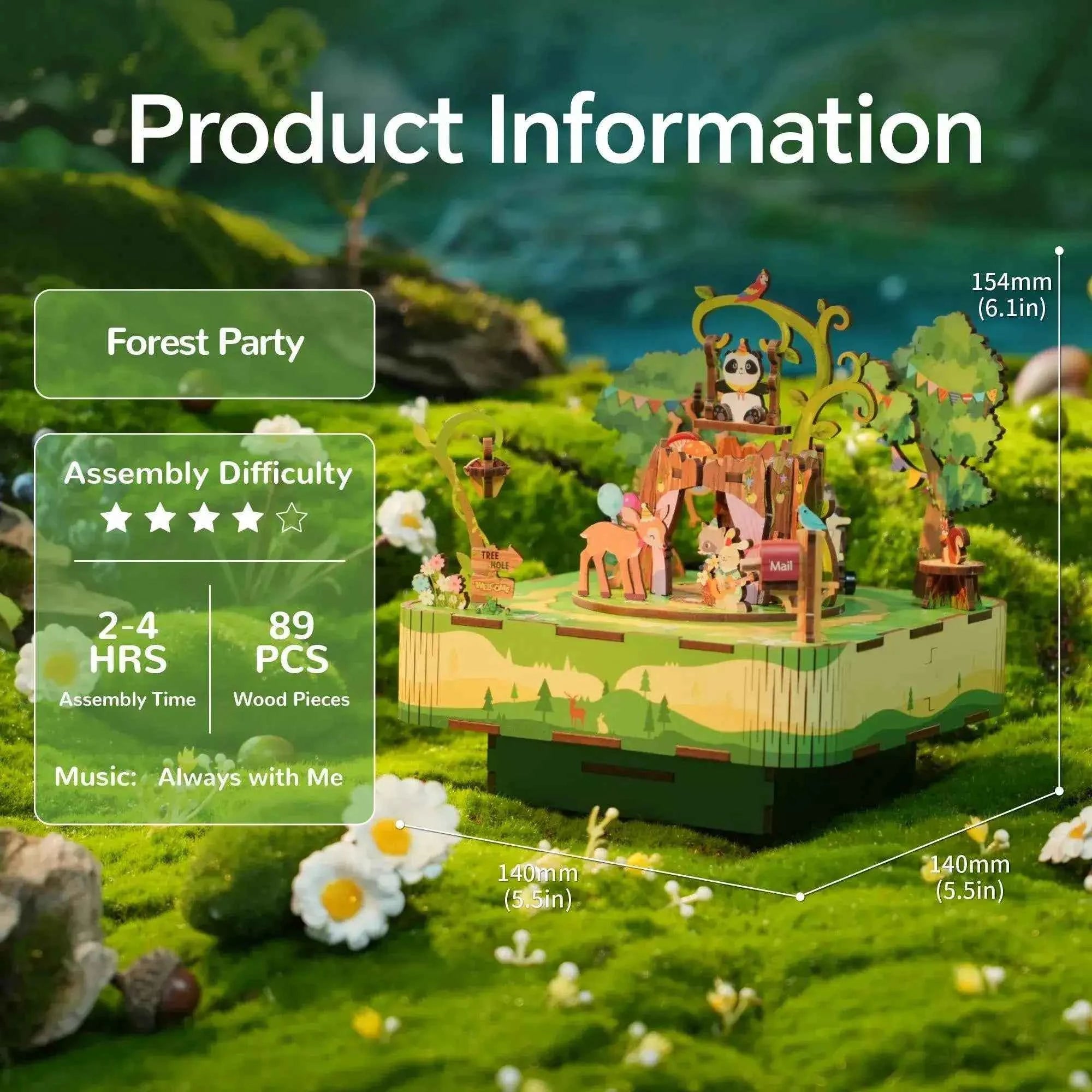 TONECHEER 3D Puzzle DIY Rotating Music Box Kit (Forest party