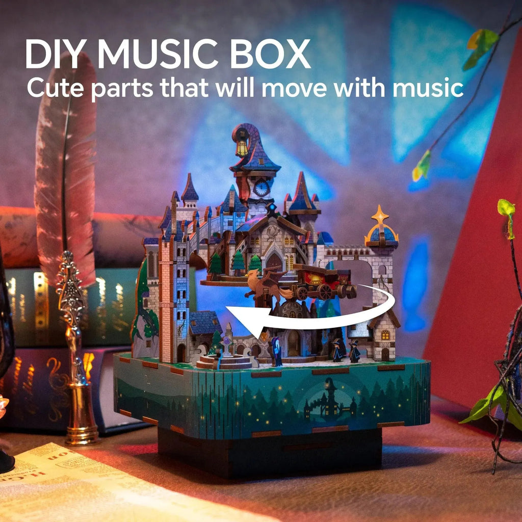 TONECHEER 3D Creative Musical Puzzle DIY Rotating Music Box Kit (Magical Castle) - Tonecheer