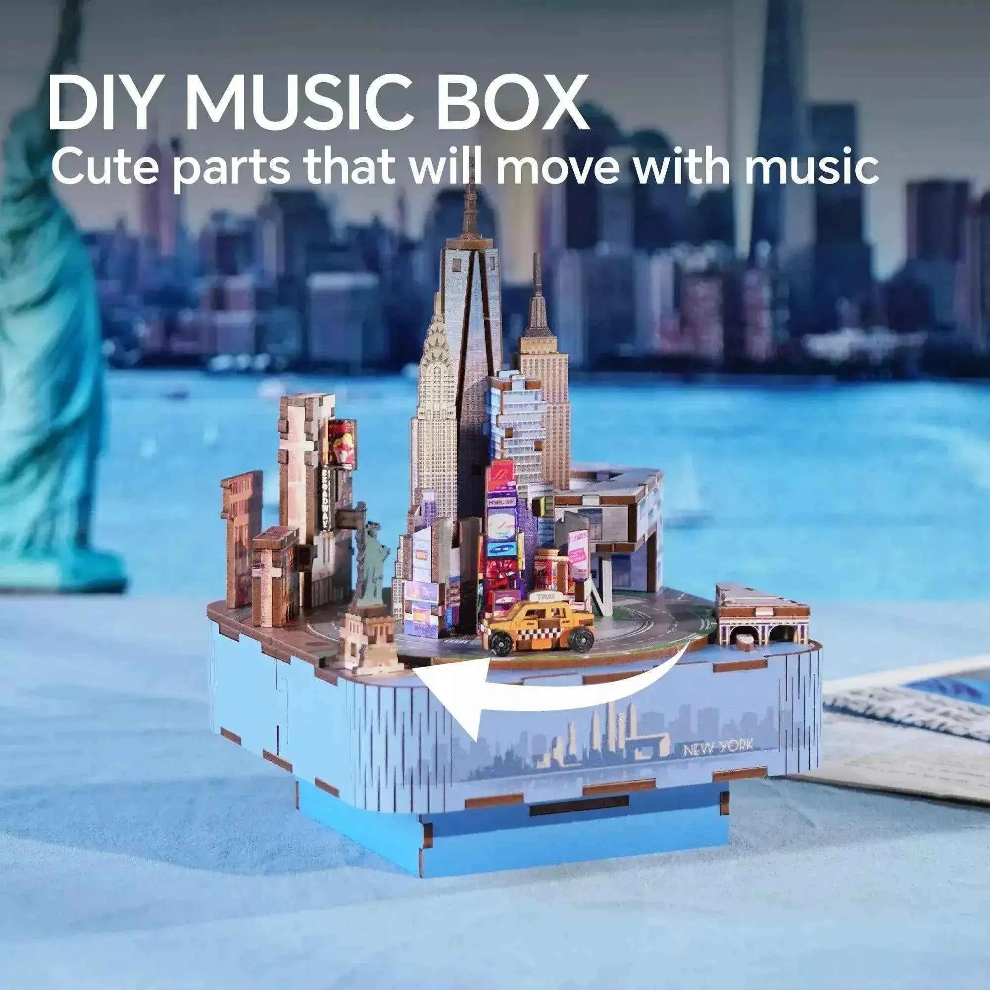 TONECHEER 3D Puzzle DIY Rotating Music Box Kit (New York) – Tonecheer