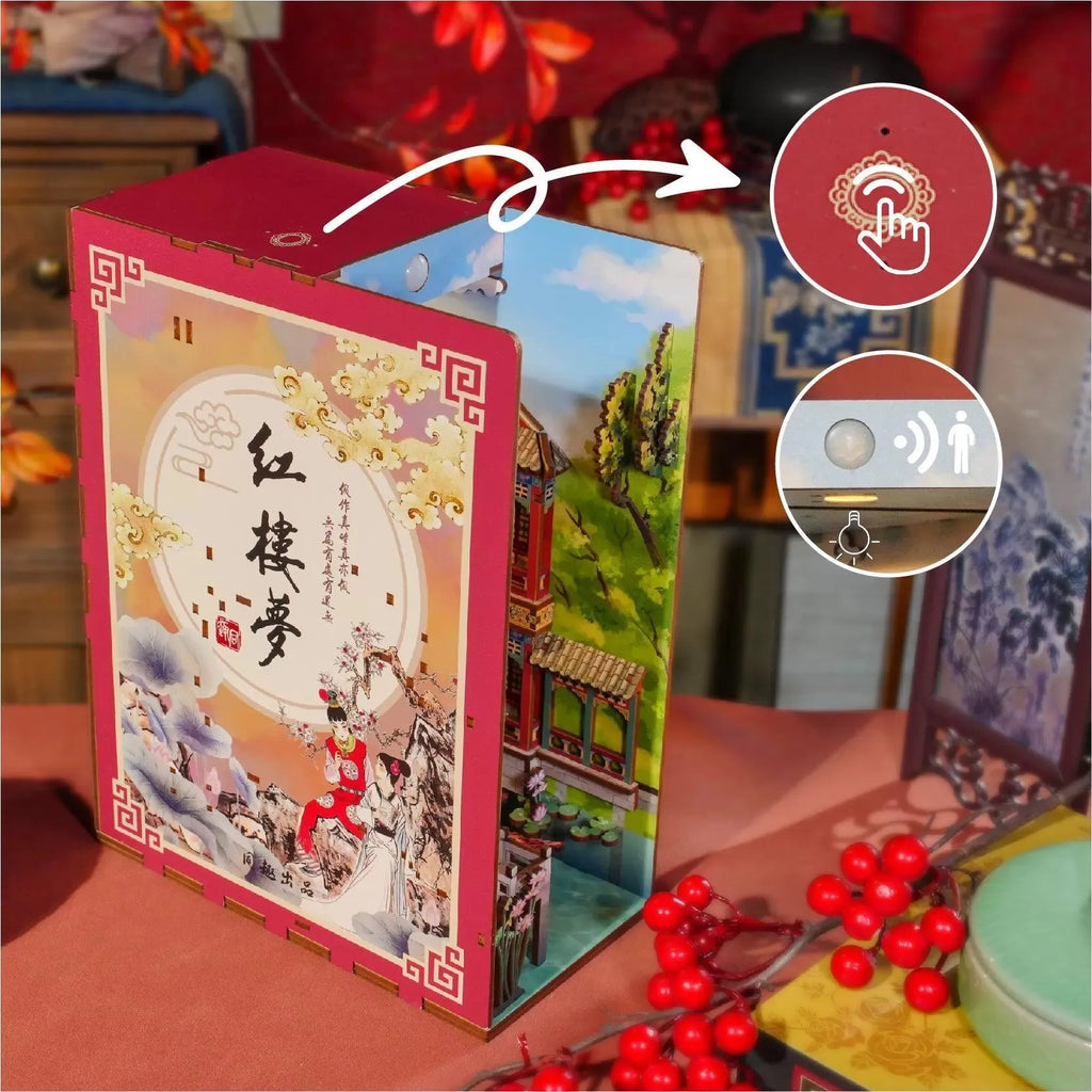 TONECHEER 3D Wooden Puzzle DIY Book Nook Kit (Dream of Red Mansions) - Tonecheer