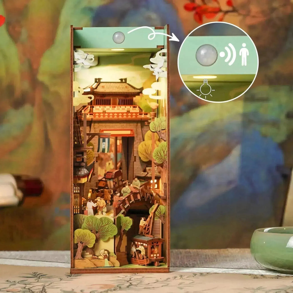 TONECHEER 3D Wooden Puzzle DIY Book Nook Kit (Qingming Riverside) - Tonecheer
