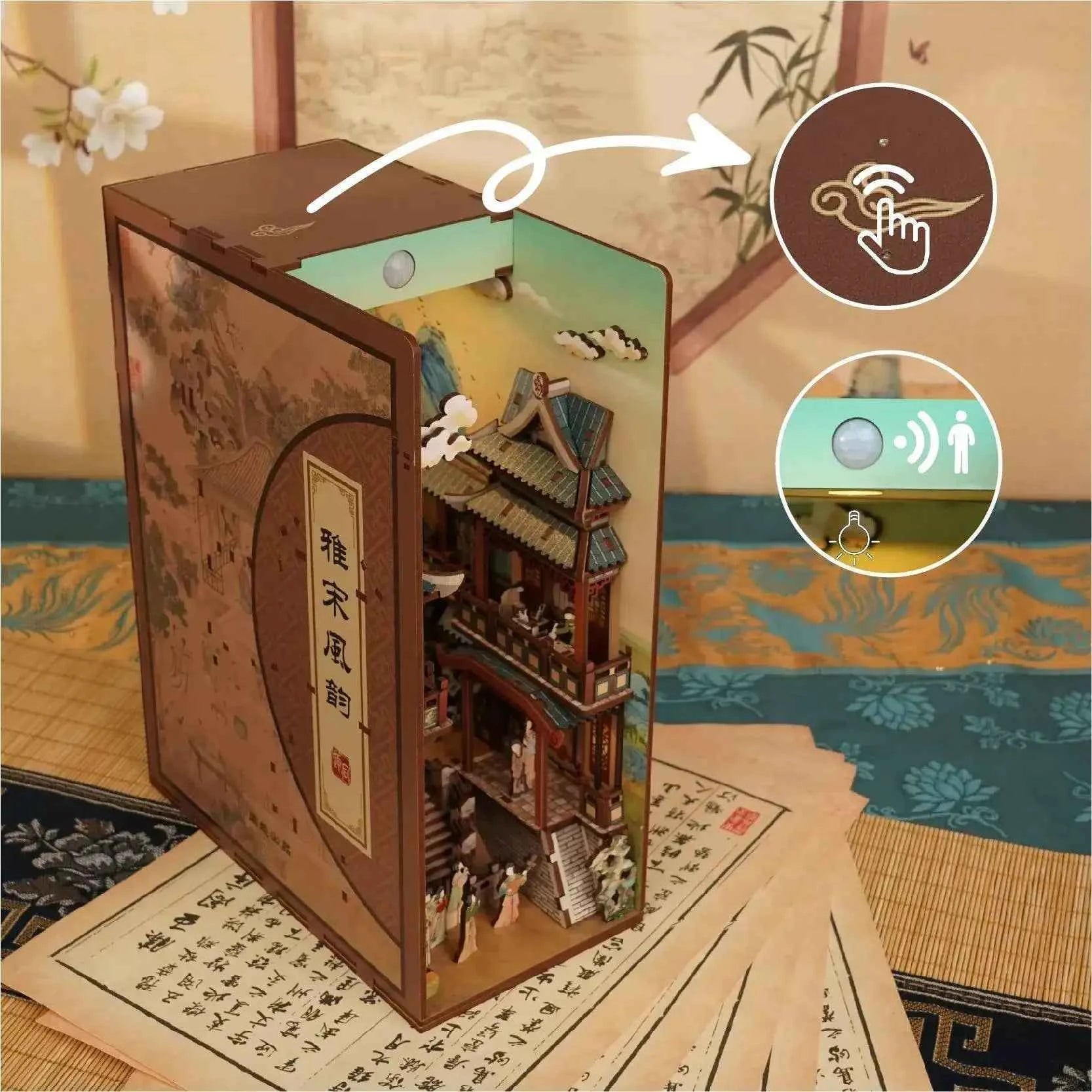 TONECHEER 3D Wooden Puzzle DIY Book Nook Kit (Song Dynasty Culture