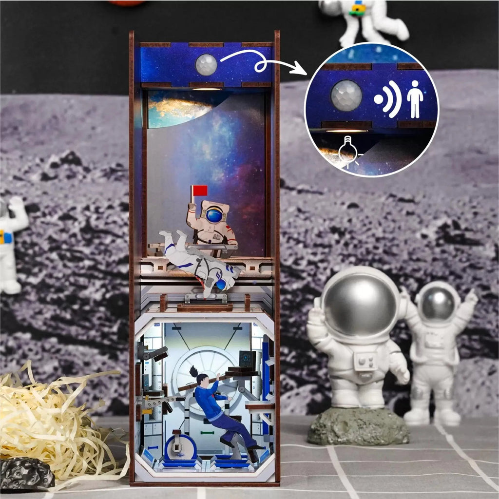 TONECHEER 3D Wooden Puzzle DIY Book Nook Kit (Space Station) - Tonecheer
